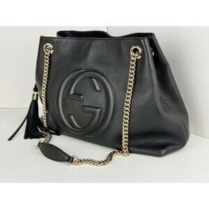 Gucci Soho Chain Strap Women's Shoulder Bag in Black Leather